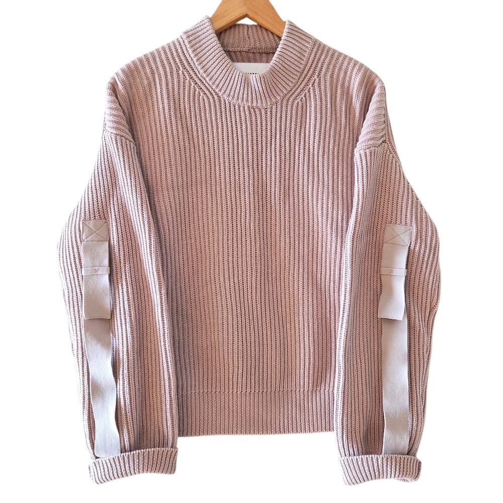 Pistola Taylor Ribbed Cropped Sweater Women's Tabbed Sleeves Blushing Size Large - Picture 2 of 11